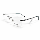 Exton Premium 4708 Luxury Rimless Eyeglasses – Polished Silver & Teal | Ultra-Lightweight Minimalist Executive Spectacles