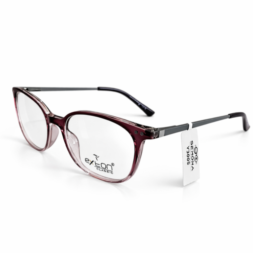 Exton Classic Y3005 Elegant Butterfly Eyeglasses – Translucent Plum Purple | Modern Lightweight Soft Cat-Eye Frames