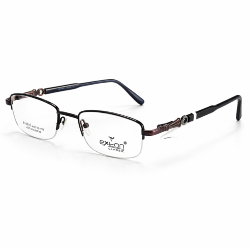 Exton Classic 3511903 Half-Rim Metallic Eyeglasses – Deep Burgundy Wine | Professional Lightweight Supra Rectangular Frames
