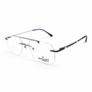 Exton Premium EXT-AV01 Rimless Double-Bridge Aviator Eyeglasses – Navy Blue & Silver | Modern Lightweight Pilot Frames