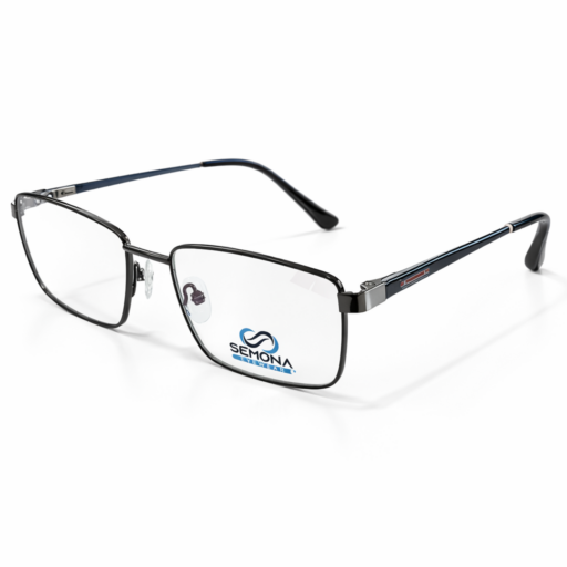 Semona YS-3-2031 Professional Rectangular Eyeglasses – Gunmetal Steel Finish | Durable Lightweight Metal Frames