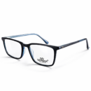 Semona 79609 Premium Bi-Layer Rectangular Eyeglasses – Obsidian Black & Sky Blue Dual-Tone | Lightweight Modern Professional Frames