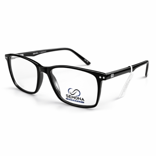 Semona "London" Edition – Slim Professional Rectangular Eyeglasses in Matte Black | Modern Minimalist Frames