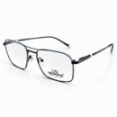 Semona 233009 Premium Double-Bridge Navigator Eyeglasses – Matte Black with Azure Blue Trim | Stylish Square Metal Frames