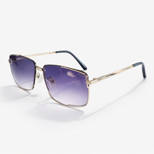 Luxury Gold Square Sunglasses with Purple Gradient Lenses – Premium Metal Frame UV Protection Eyewear