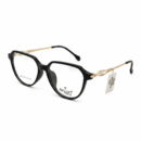 Exton Premium G6023 Geometric Hexagonal Cat-Eye Eyeglasses – Glossy Black & Gold | Luxury Frames with Crystal Temple Accents