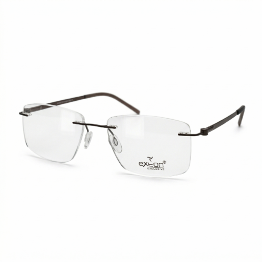Exton Exclusive 0305 Luxury Rimless Eyeglasses – Matte Chocolate Brown | Ultra-Lightweight Professional Frameless Spectacles