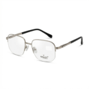 Exton Classic 25131 Geometric Half-Rim Eyeglasses – Brushed Silver & Black | Professional Lightweight Supra Metal Frames