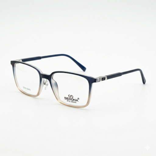 Semona 5040 Premium Matte Gradient Eyeglasses – Navy Blue to Honey Sand Ombré | Modern Lightweight Rectangular Frames