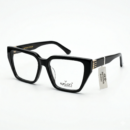 Exton Exclusive S0903 Bold Oversized Butterfly-Square Eyeglasses – Glossy Black | Premium Acetate Frames with Gold Ribbed Accents