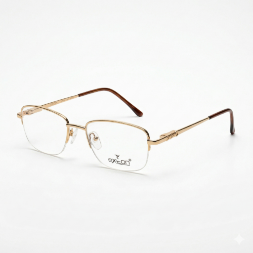 Exton 942401 Executive Half-Rim Gold Eyeglasses – Lightweight Supra Metal Frames | Professional Rectangular Spectacles