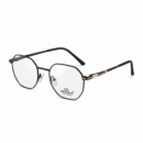 Semona 81809 Modern Hexagonal Metal Eyeglasses – Matte Black & Gold Geometric Frames | Ultra-Lightweight Minimalist Spectacles