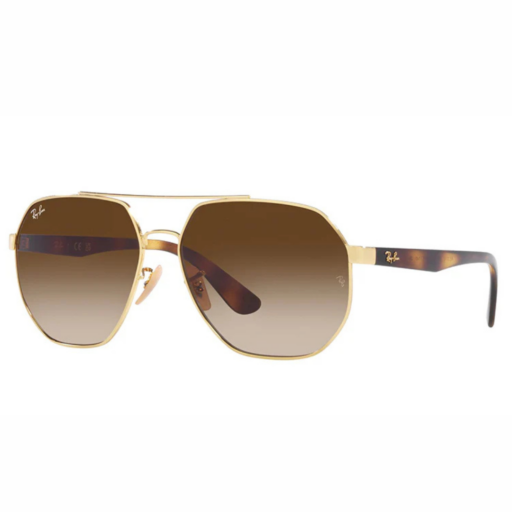 RAY-BAN SUNGLASSES | ARISTA SUNGLASSES ( 0RB3714I | IRREGULAR | GOLD FRAME | GREEN LENS )